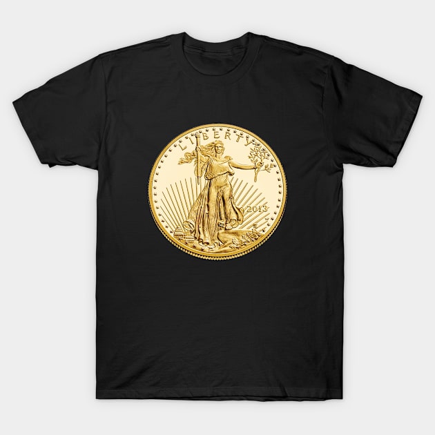 American Eagle Gold Bullion Obverse Lady Liberty T-Shirt by zap